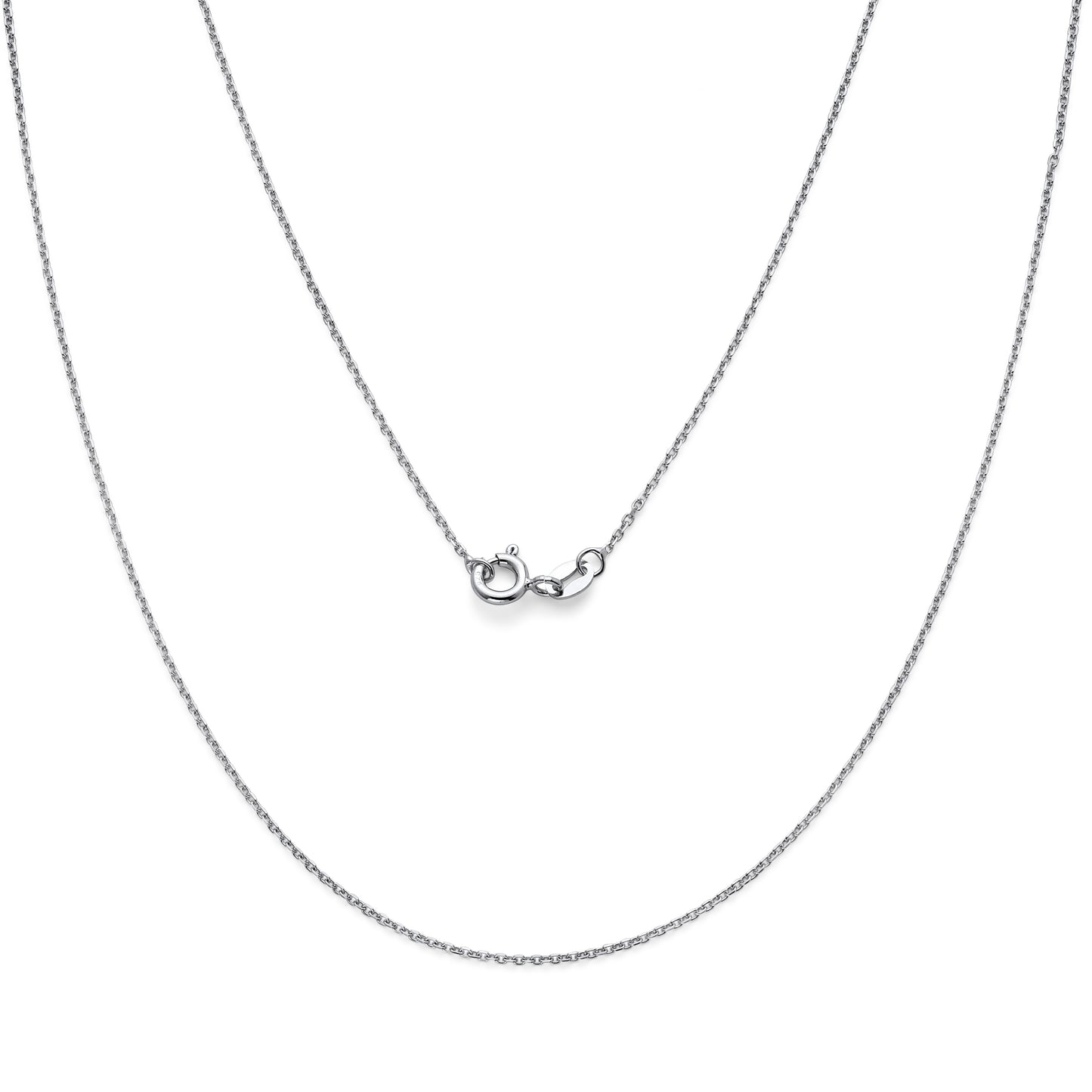 925 Sterling Silver Boston Link Chain Necklace Very Thin Rhodium 1mm