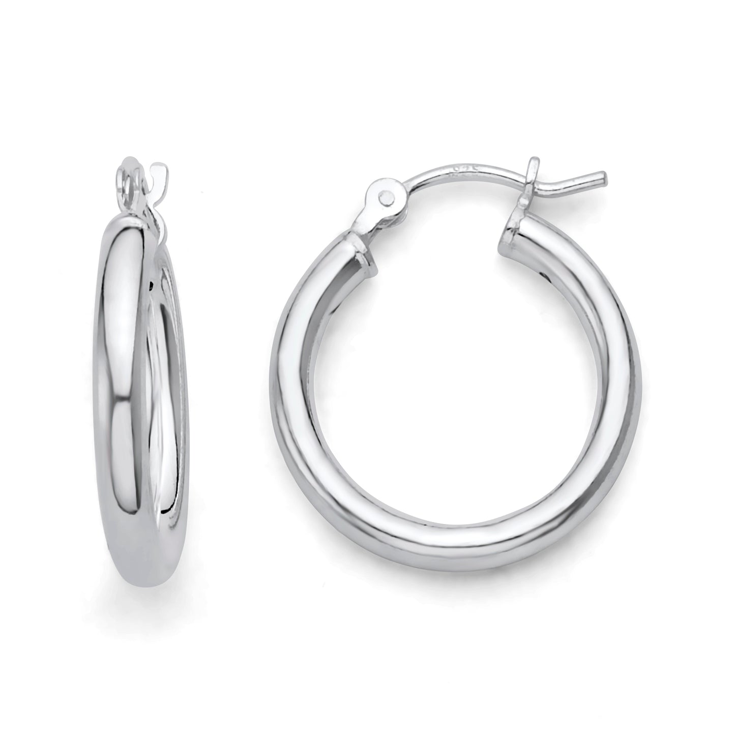 925 Sterling Silver Hoop Earrings Click Top 8mm