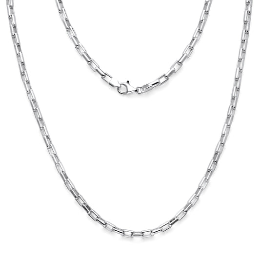 925 Sterling Silver Long Box Chain Necklaces & Bracelets 4mm