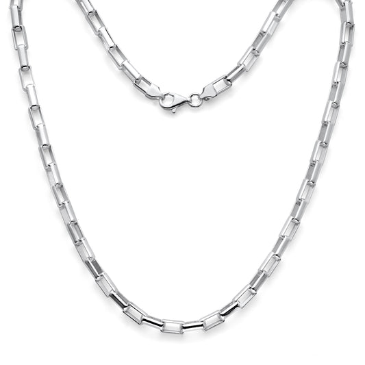 925 Sterling Silver Long Box Chain Necklaces & Bracelets 5mm