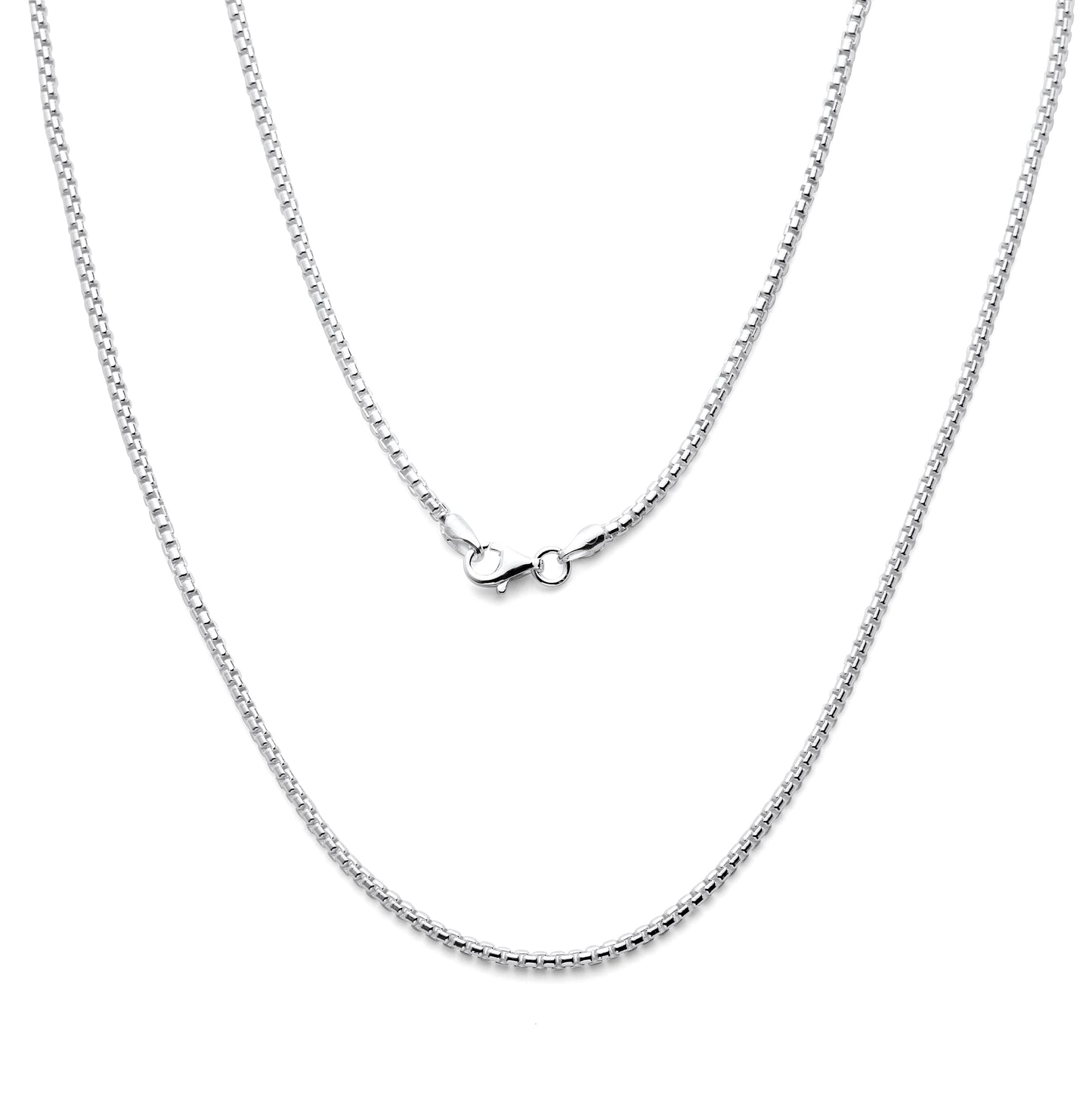 925 Sterling Silver Round Box Chain 2mm