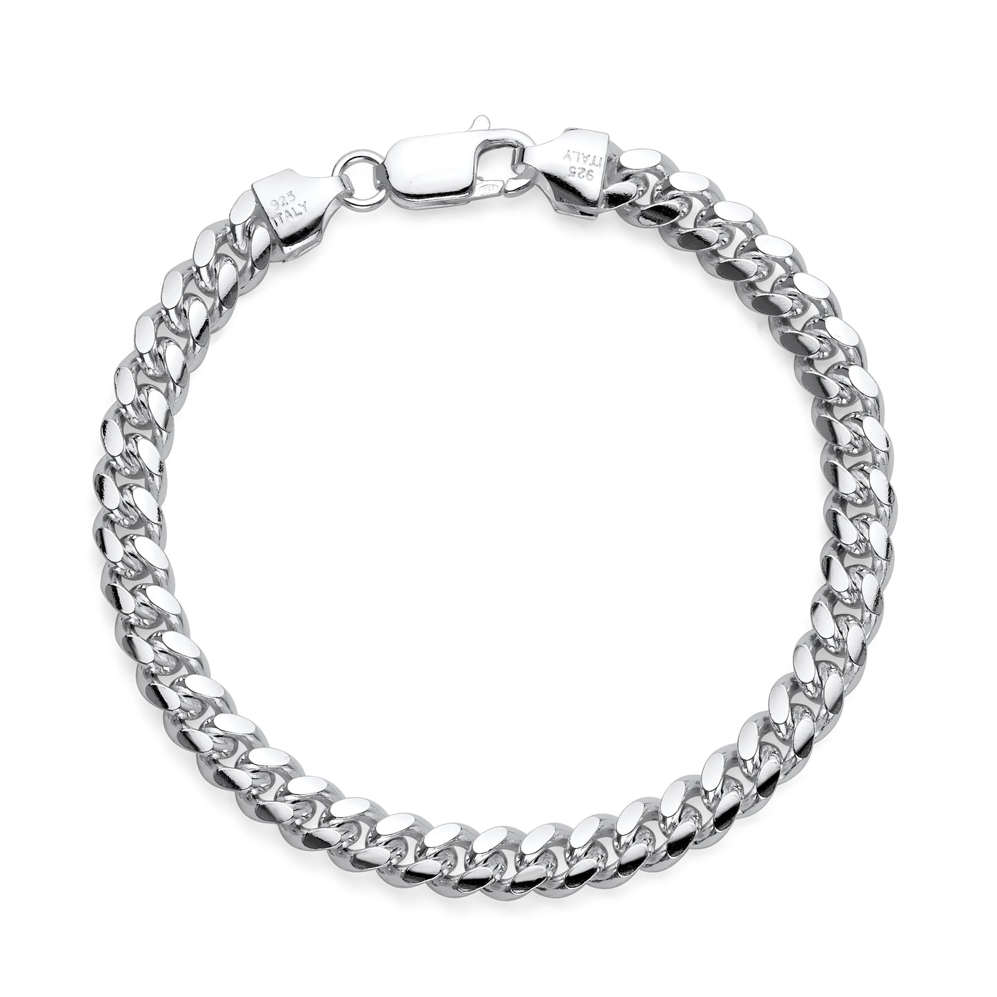 925 Sterling Silver Miami Cuban Link Chain Bracelet 6.3mm