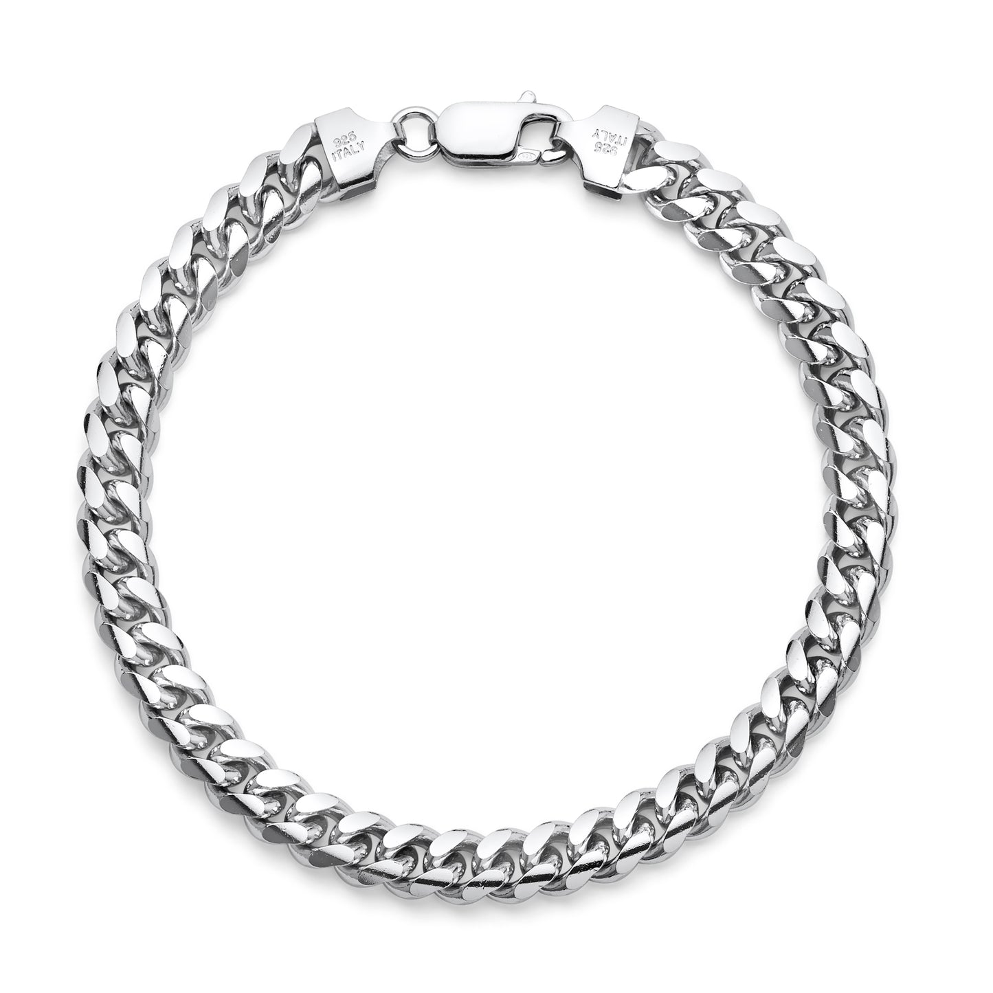 925 Sterling Silver Miami Cuban Link Chain Bracelet 7mm