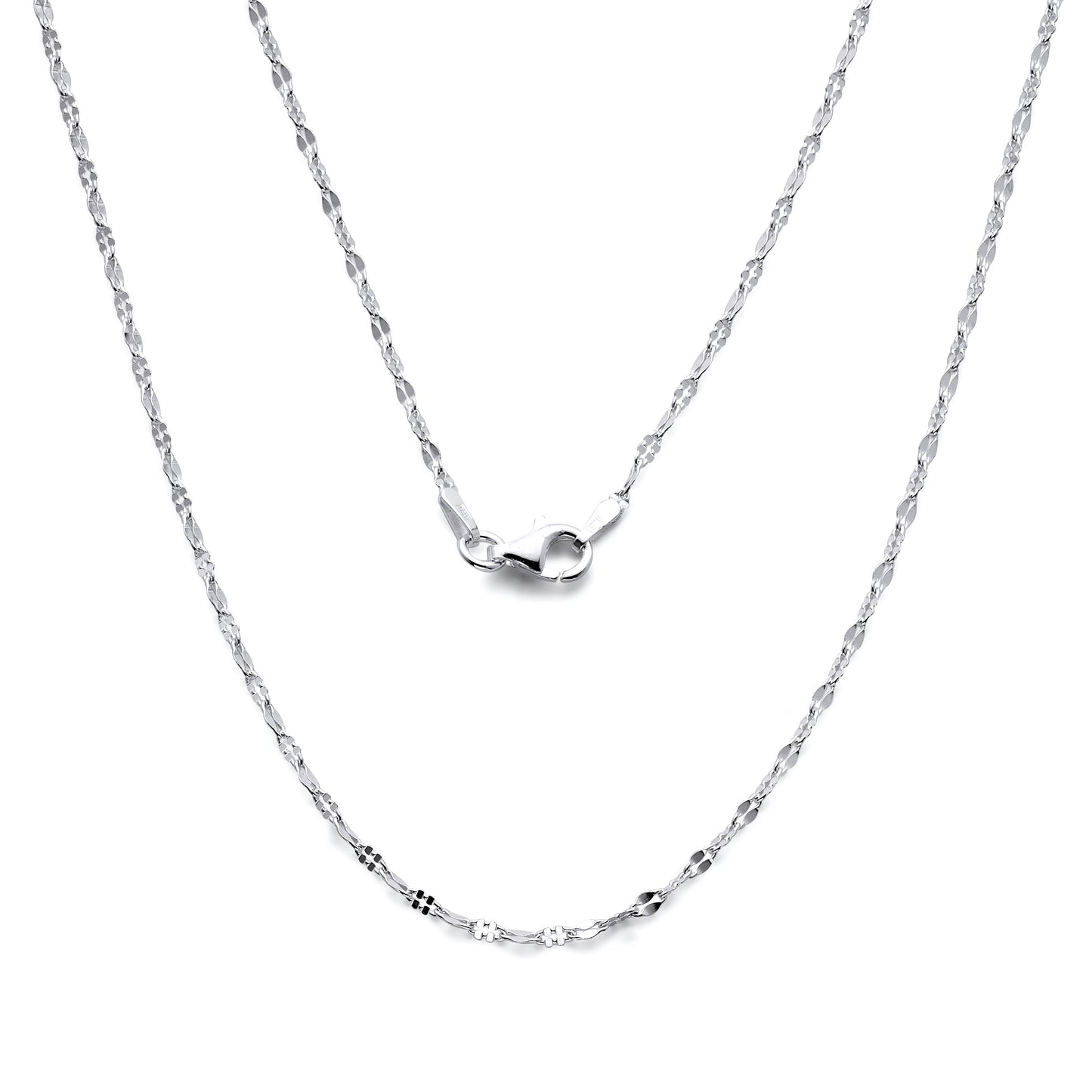 925 Sterling Silver Coffee Chain Necklace for Women & Teens, Dabbed Links 2mm