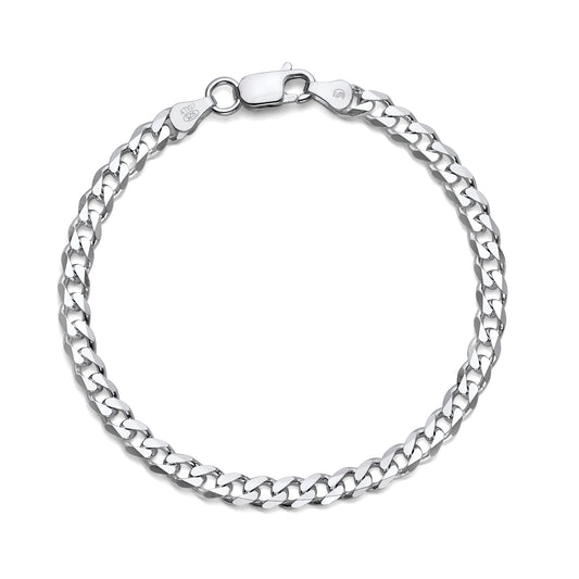 925 Sterling Silver Curb Cuban Link Chain Bracelet 5.5mm