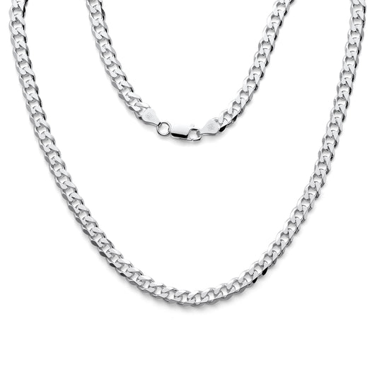 925 Sterling Silver Curb Cuban Link Chain Necklaces & Bracelets 6.7mm