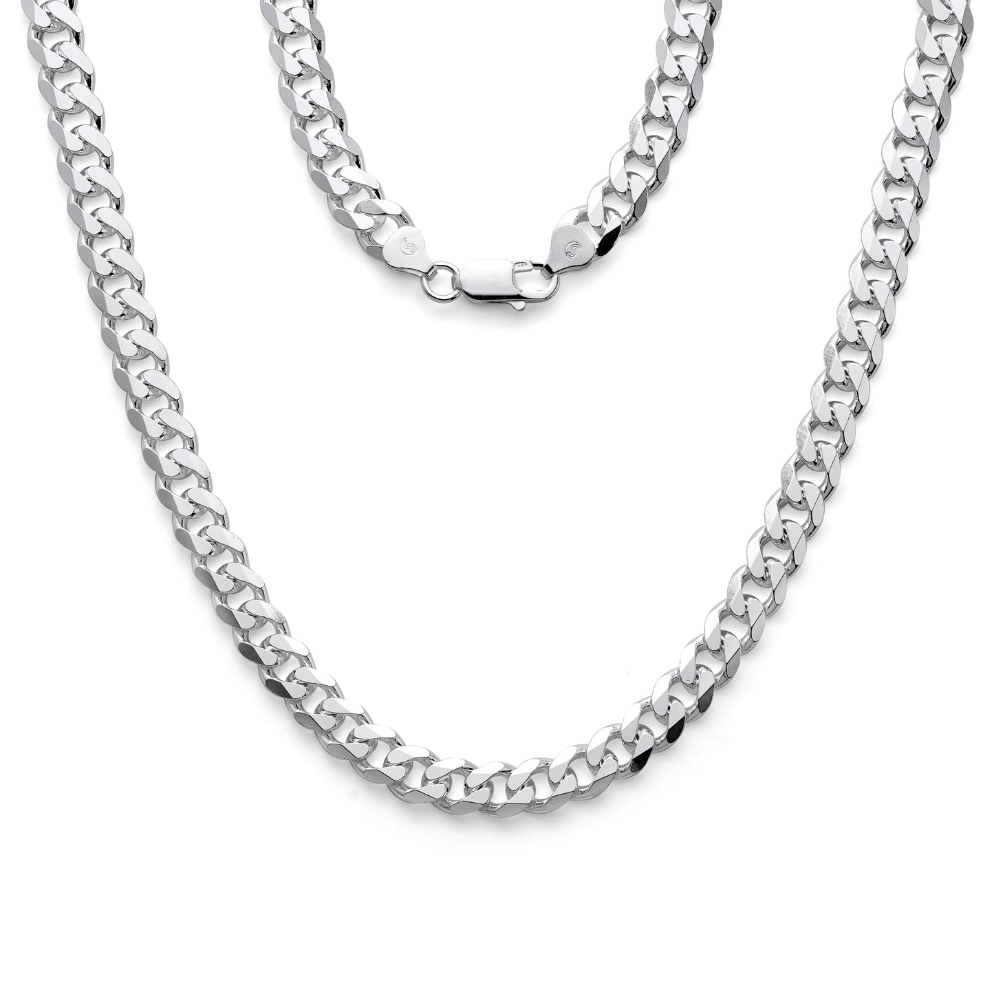 925 Sterling Silver Curb Cuban Link Chain Necklaces & Bracelets 8.1mm