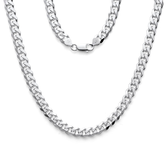 925 Sterling Silver Curb Cuban Link Chain Necklaces & Bracelets 8.1mm