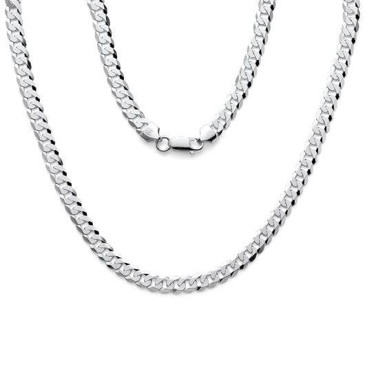 925 Sterling Silver Flat Curb Cuban Link Chain Necklaces & Bracelets 6.5mm