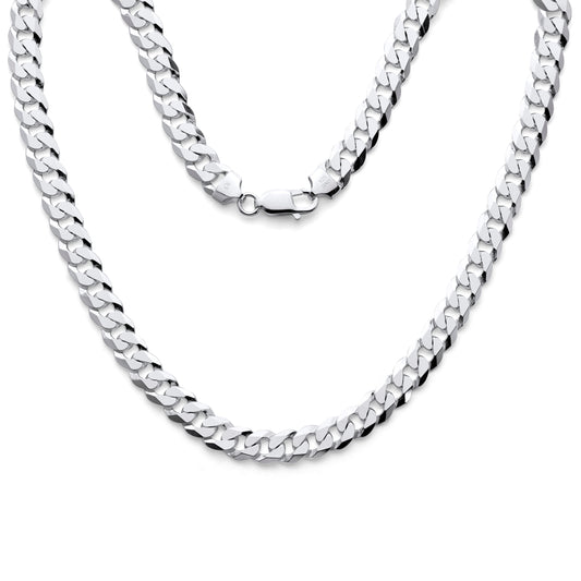 925 Sterling Silver Flat Curb Cuban Link Chain Necklaces & Bracelets 7.8mm