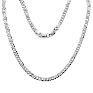 925 Sterling Silver Flat Curb Pave Chain 5.6mm