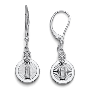 925 Sterling Silver CZ Dangle Leverback Earrings