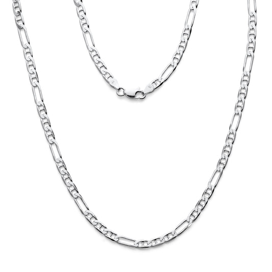 925 Sterling Silver Figarucci Link Chain Necklaces & Bracelets 4.5mm Beveled