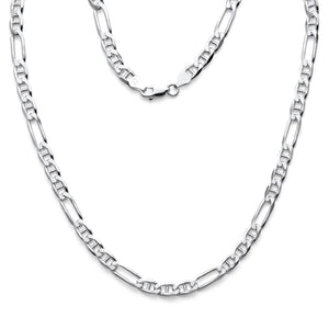 925 Sterling Silver Figarucci Link Chain 6.5mm Beveled