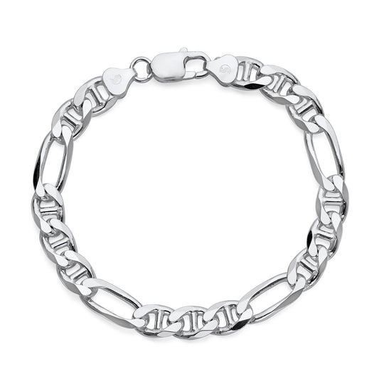 925 Sterling Silver Figarucci Link Chain Bracelet 8mm