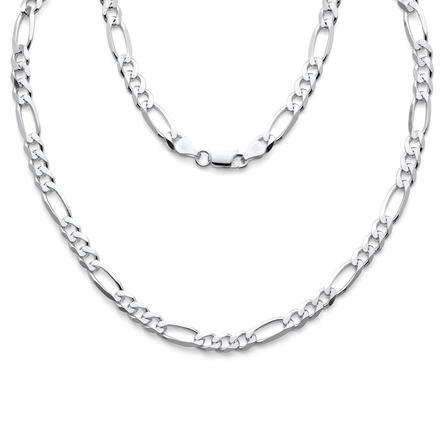 925 Sterling Silver Figaro Link Chain 6.8mm