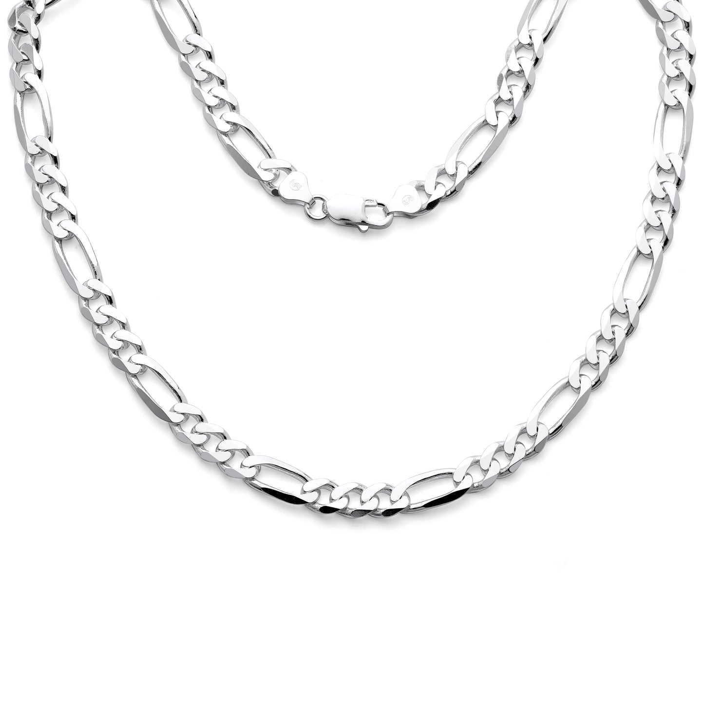 925 Sterling Silver Figaro Link Chain 8.2mm