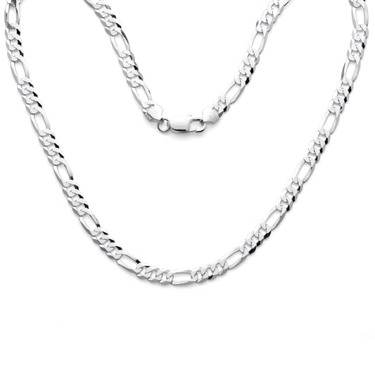 925 Sterling Silver Flat Figaro Chain 7mm