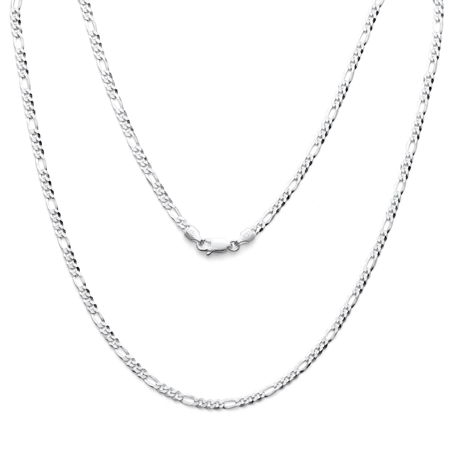 925 Sterling Silver Flat Figaro Chain 3mm Beveled