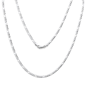 925 Sterling Silver Flat Figaro Chain 3mm Beveled