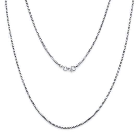 925 Sterling Silver Thin Franco Chain Rhodium 1.5mm