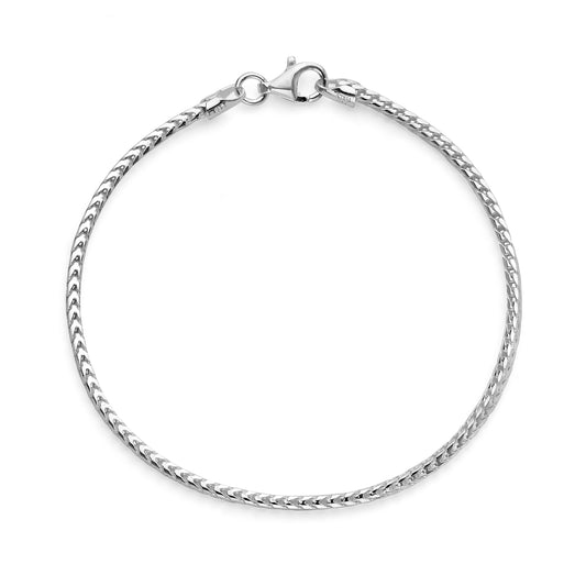 925 Sterling Silver Franco Chain Bracelet 2mm