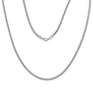 925 Sterling Silver Franco Chain Rhodium 2.5mm