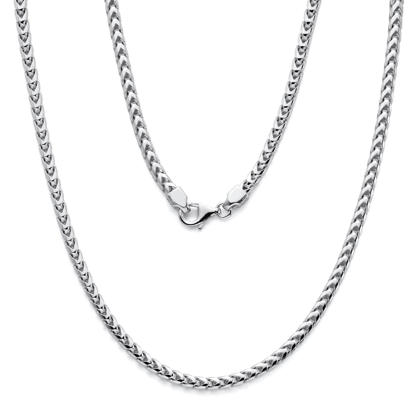 925 Sterling Silver Franco Chain Rhodium 3.5mm