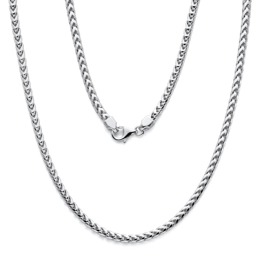 925 Sterling Silver Franco Chain Rhodium 3.5mm