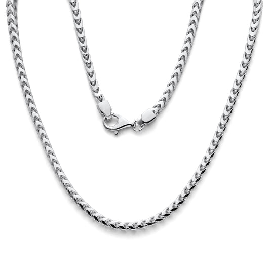 925 Sterling Silver Thick Franco Chain Rhodium 4mm