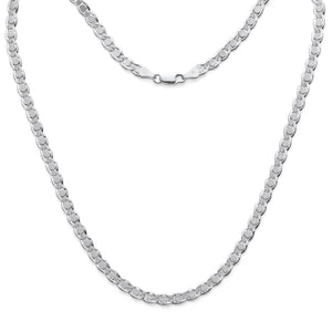 925 Sterling Silver Diamond Cut Round Bar Mariner Chain 5mm