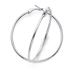 925 Sterling Silver Clutchless Hoop Earrings 2mm