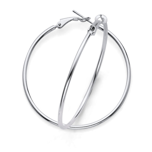 925 Sterling Silver Clutchless Hoop Earrings 2mm