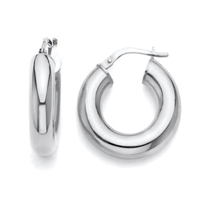 925 Sterling Silver Plain Polished Hoop Earrings 20mm