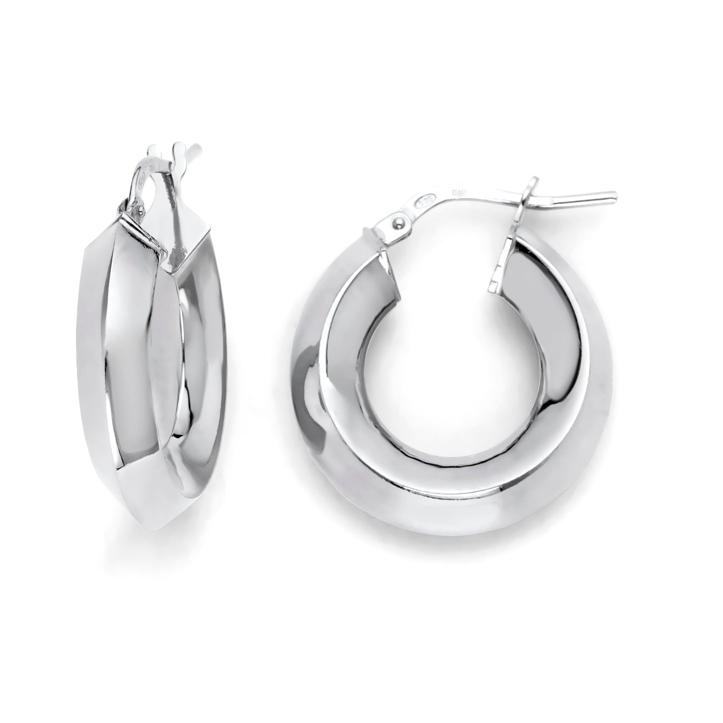 925 Sterling Silver Knife Edge Hoop Earrings 5mm