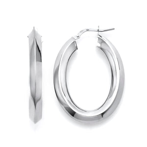 925 Sterling Silver Oval Knife Edge Hoop Earrings 5mm