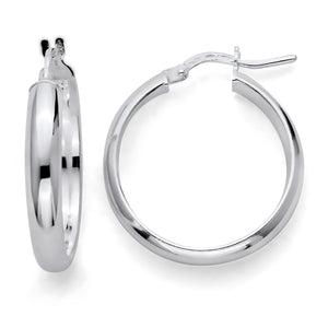 925 Sterling Silver Click Top Half Round Hoop Earrings 4mm