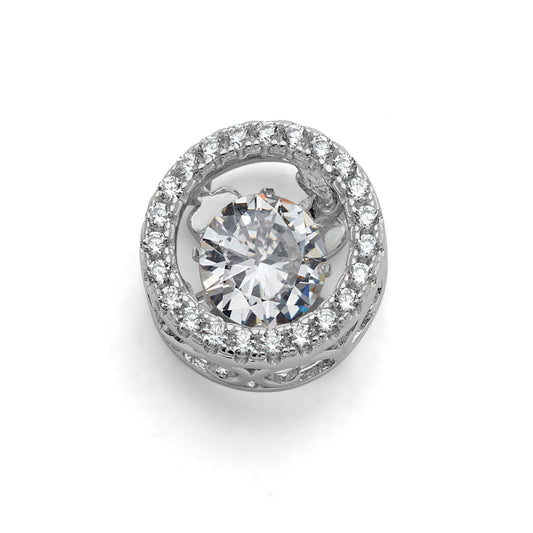 925 Sterling Silver Dancing CZ Round Halo