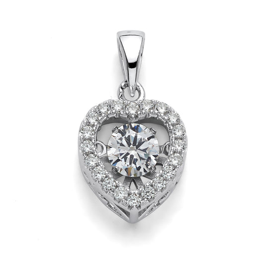 925 Sterling Silver Dancing CZ Heart 7/16 inch