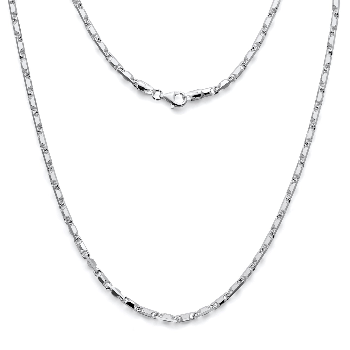 925 Sterling Silver Baht Chain Beveled Edges Necklaces & Bracelets 3.5mm