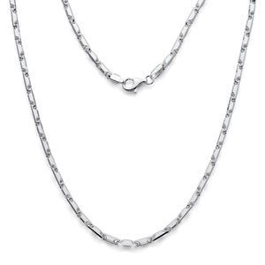 925 Sterling Silver Baht Chain Beveled Edges Necklaces & Bracelets 4mm