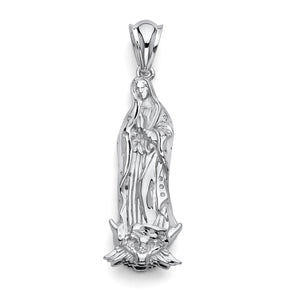 925 Sterling Silver CZ Our Lady of Guadalupe Pendant 2inch