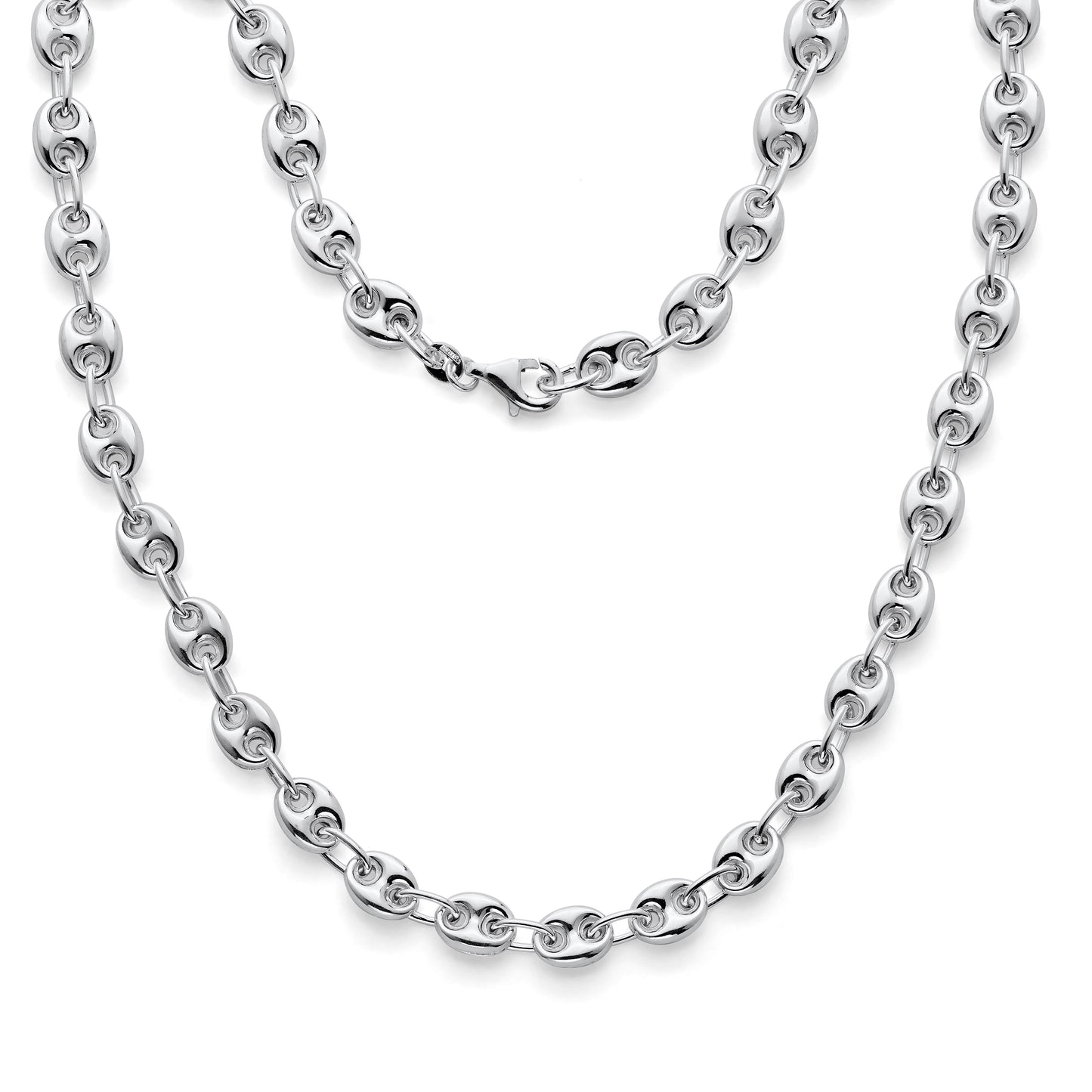 925 Sterling Silver Puffed Mariner Chain Necklaces & Bracelets 7mm