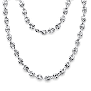 925 Sterling Silver Puffed Mariner Chain Necklaces & Bracelets 7mm