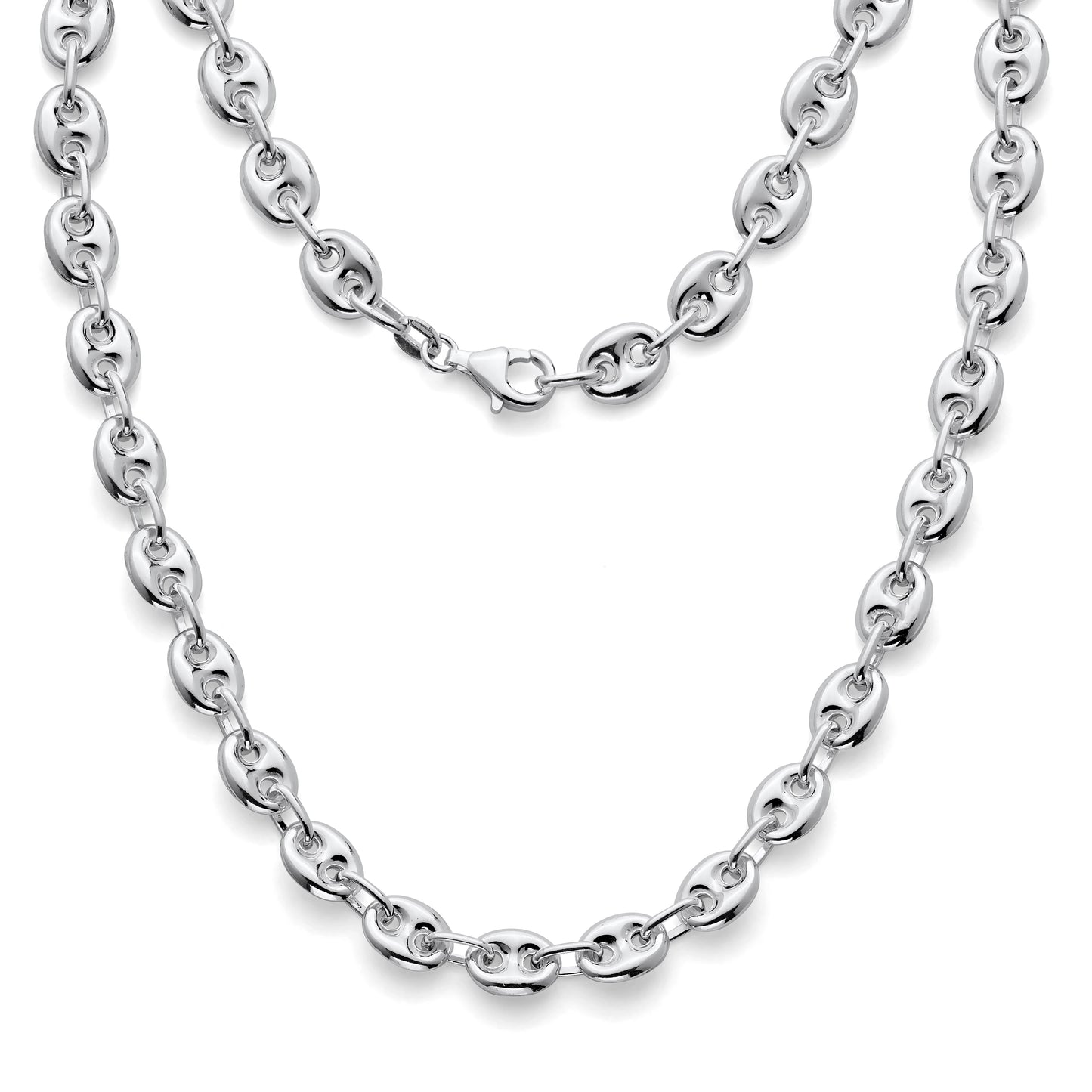 925 Sterling Silver Puffed Mariner Chain Necklaces & Bracelets 8mm