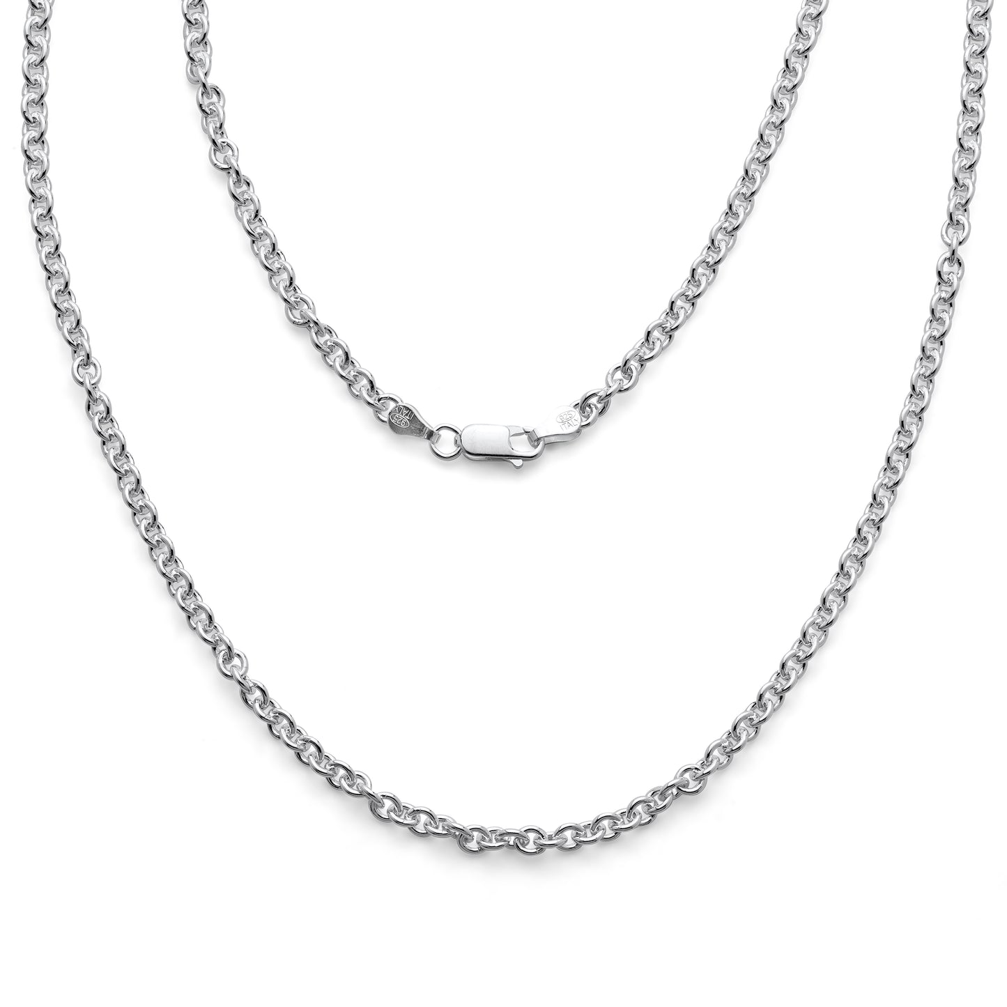 925 Sterling Silver Cable Link Necklace & Bracelet 3.8mm