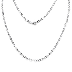 925 Sterling Silver Flat Cable Link Chain Necklace & Bracelet 3mm