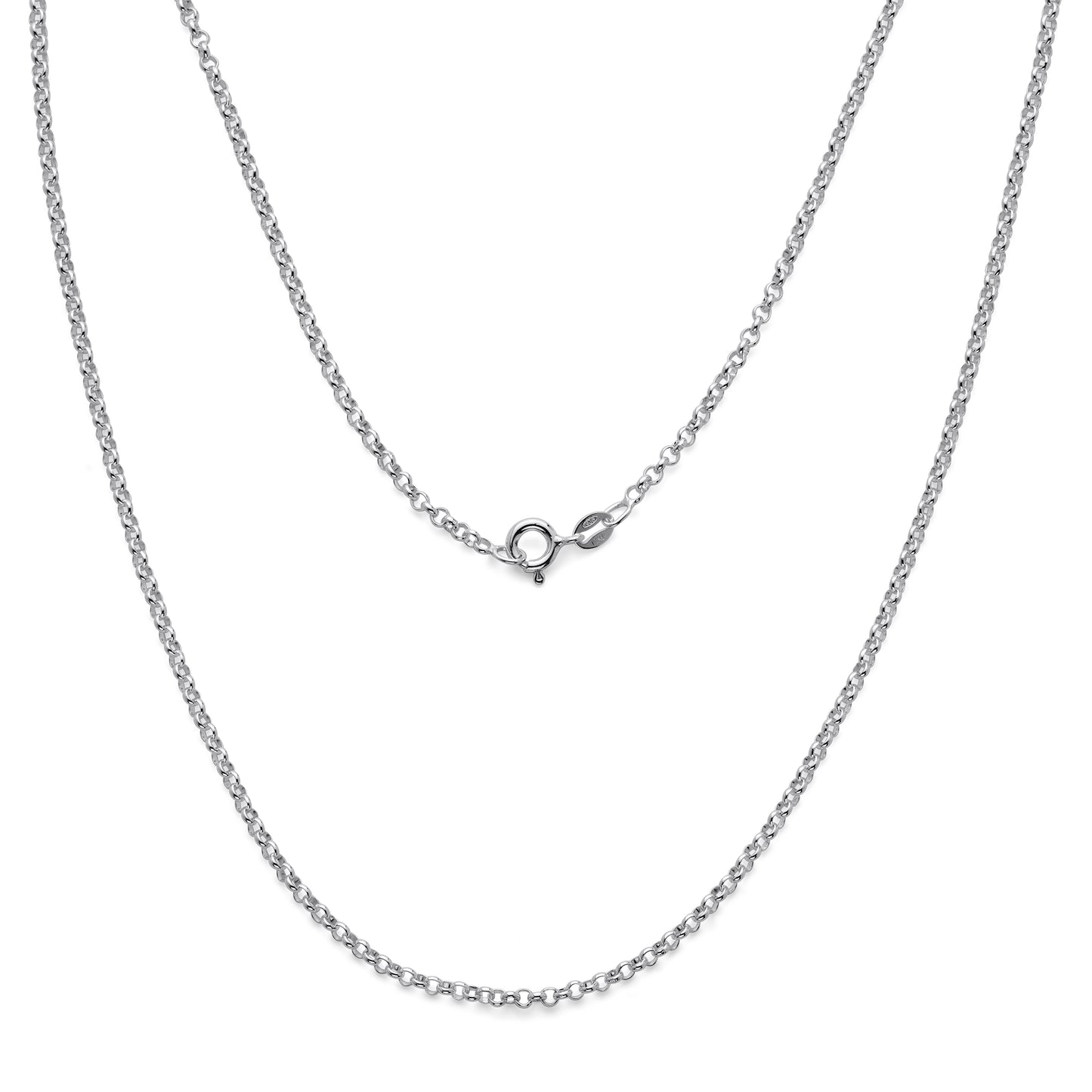 925 Sterling Silver Italian Rolo Chain Necklace 2.4mm