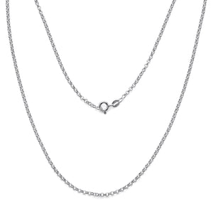 925 Sterling Silver Italian Rolo Chain Necklace 2.4mm