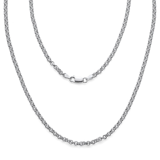 925 Sterling Silver Italian Rolo Chain Necklace 3.5mm